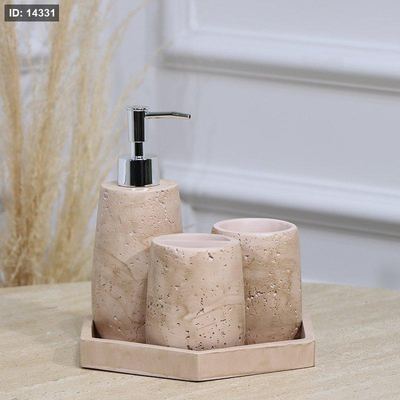 طقم/4 صينية سداسي +مصبنة +2كاسة جبص اسطواني زهري EL177/16 =ت.ش3