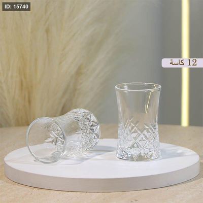 طقم كاسة شاي استكانة /12 زجاج قاعدة مرسم سبلة 202511-6/13 ++ع9