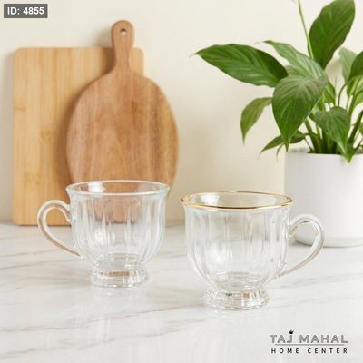 طقم كاسات شاي زجاجية بتصميم مضلع