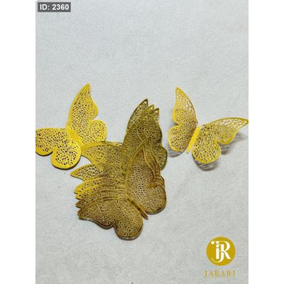فراشة ذهبي ( 8*5 سم ) ( 12 قطعة)