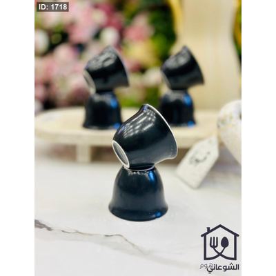 طقم فناجين سادة ابيض + اسود 12 فنجان