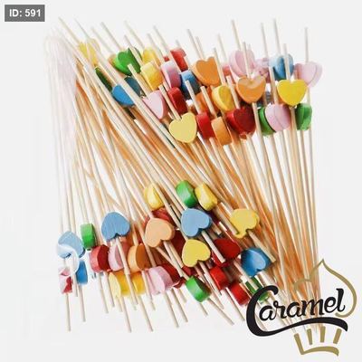 نكاشات خشب مع رأس بشكل قلب "الرزمة 25 حبة" "شوك خشبية"