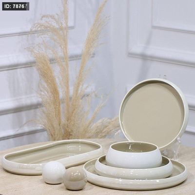 طقم صحون / 27 قطعه ابيض وجه زيتي JEC8109-P1M++