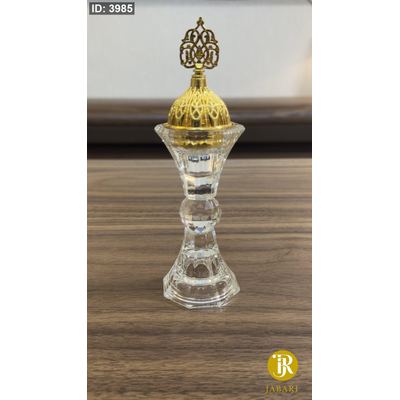 مباخر كرستال ذهبي & طابة كرستال ( 19*6 سم )