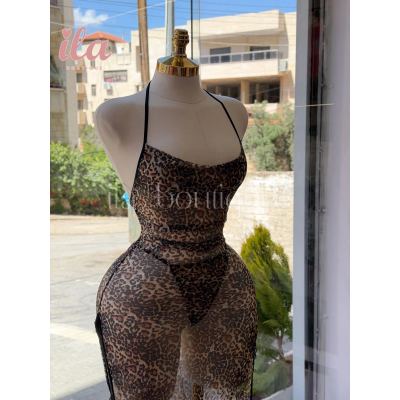 فستان تايجر تول طويل BODYCON