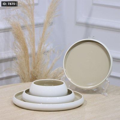 طقم صحون بورسلان /24 ابيض وجه زيتي JEC767S27++