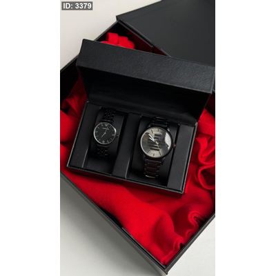 طقم هدية - ساعتين كابلز Armani مع سكارف ميكاسا