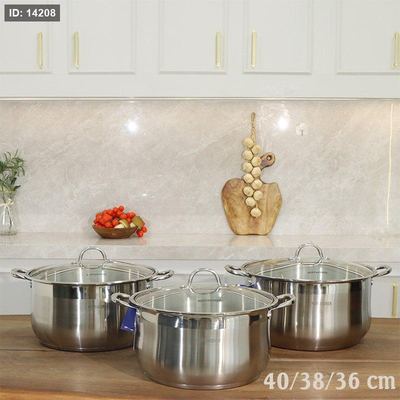 طقم طناجر/3 ستانلس ستيل 36/38/40 غطا زجاج A14/1 =ت.ش2