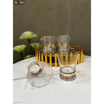 طقم 6 كاسات عصير زجاج شكل مخروط