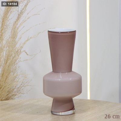 فازة زجاج دبل مدور 26سم زهري خصر حلقة بوز عريض EL165/7 =ت.ش2
