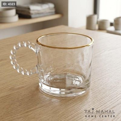 طقم كاسات شاي زجاج بحواف ذهبية ويد بتصميم فقاعات 12 قطعة