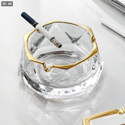 متكة زجاج شفاف حز ذهبي ثقيل قطر 10 سم
