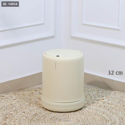 سطل مهملات كبس بلاستك 32سم بيج مدور محزز A59/9 =ع2