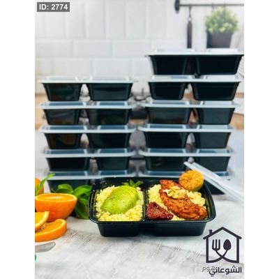 تبروير أكل بلاستيكي مع أغطية وعلب طعام TakeAway قطعة 12 شكل مستطيل قسمين
