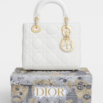 حقيبة أنيقة من مجموعة Lady Dior، بتصميم فاخر ولمسة ناعمة، قاعدة الحقيبة 24 سم.
