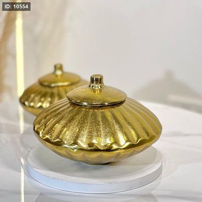 مضيفة مدور 25سم شكل يقطينة نحاس هندي 53015L %ه6