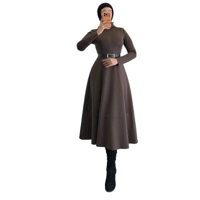 فستان دبل سكوبا مع حزام جلد - K1805_fr5