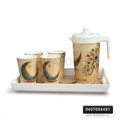 طقم شاف مع 4 كاسات وصينية رمضان كريم