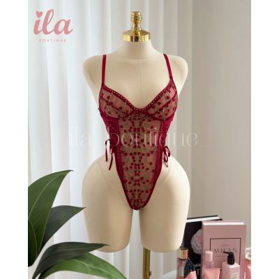 بودي سوت احمر مورد اخضر ONE SIZE