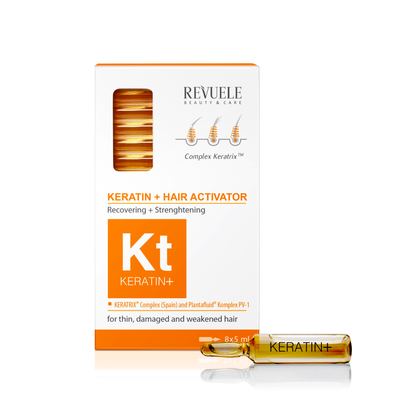 REVUELE KERATIN+ Ampoules Hair Restoration Activator Ampoules-8*5ml