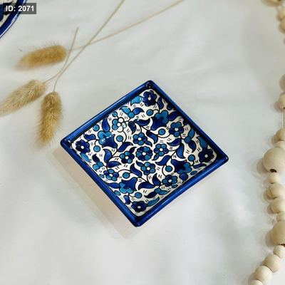 صحن خزف خليلي مربع صغير