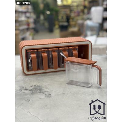 طقم علب بهار مع ستاند بلاستيك 6ق