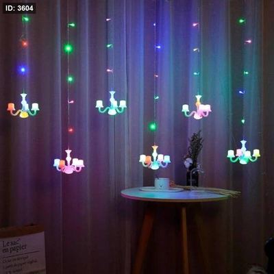 ستارة إضاءة LED ملونة بتصميم ثريات صغيرة بلاستيكية