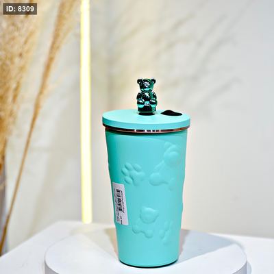 مطرة ستانلس ستيل ملون محفر دب غطا لف مع مصاصة ستانلس SM162/4 =ط3
