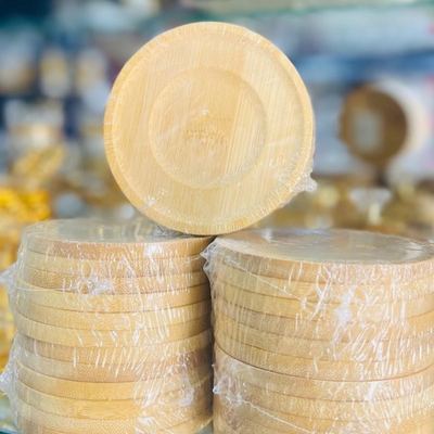 اسكتانة - صحن خشب بامبو مدور 10 سم عدد 6 قطعة