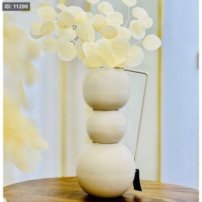 فازة تنك 37سم 3طابات 87144S عريض بيد مستطيل GREY هندي %ه9
