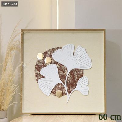 برواز مربع 60سم بيج مرسم محار ابيض وجه زجاج اطار خشب EL47/1 =ط58