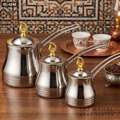 طقم ٣ غلايات قهوة ستانلس ستيل بتصميم أنيق