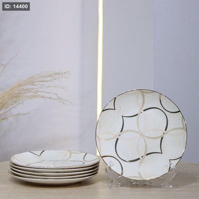 طقم صحون /6 فواكة 8" بورسلان بيج مخطط بني YJ8092-1G-1954 ++ع.ج