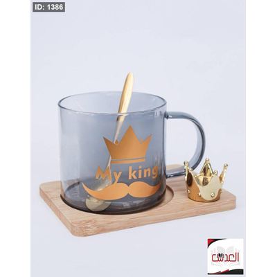 مج + قاعدة خشب - mug my king