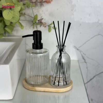 طقم علب صابون مع حافظة فواحة عطرية زجاج محزز LV02