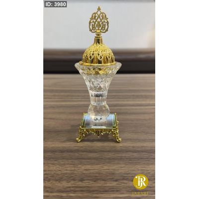 مباخر كرستال قاعدة معدن ذهبي ( 17*6 سم )