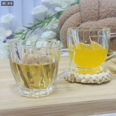 6 كاسات شاي زجاج شفاف