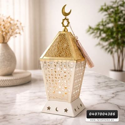 فانوس معدن معدن مزخرف مضيء  32 سم