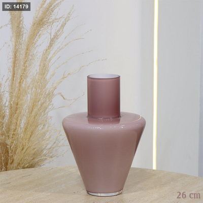 فازة زجاج دبل مدور 26سم زهري خصر نفخ EL165/2 =ت.ش2