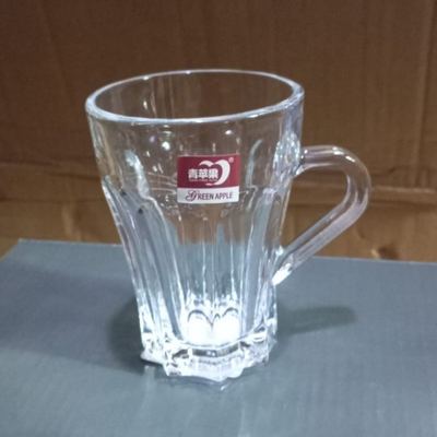 طقم 6 كاسات زجاج سادة تقليدي مع يد مثلث HUAIBO H-019
