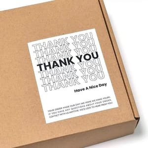 ستيكرز تغليف – Thank you باللون الابيض – 10 ستيكرز