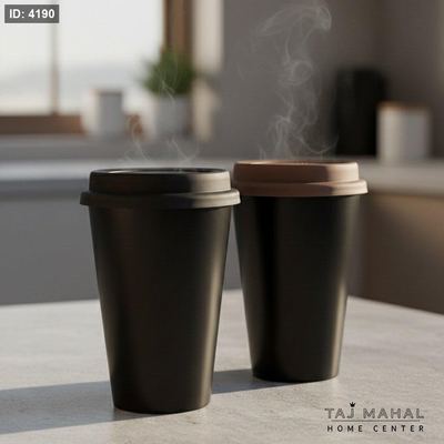 كوب قهوة سيراميك عازل حراريًا مع غطاء سيليكون قطعتين