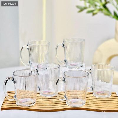 طقم كاسة شاي /6 زجاج سادة 310مل محزز K90/2 =ض8