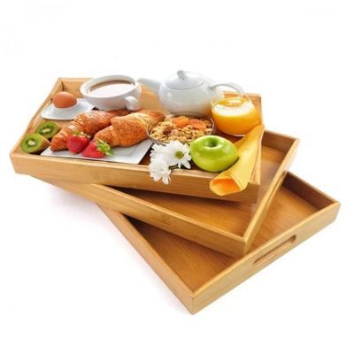 طقم صواني خشب بامبو 3 قطع