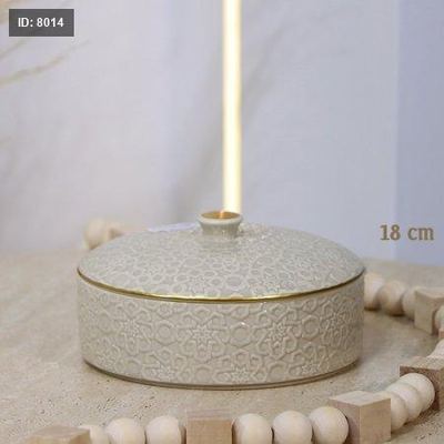 مضيفة 18سم مدور بورسلان بيج مزخرف إسلامي CAN56B-KHAKI++9
