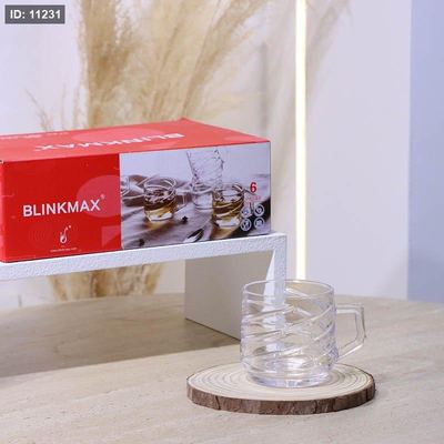 طقم ماغ شاي/6 زجاج سادةKTZB108-1 محزز لف 210مل ++BM+2