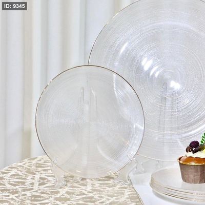 صحن صفح مدور 21سم زجاج محززحيف ذهبي 5K= ZD34/4