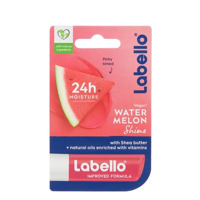 Labello Watermelon Shine – مرطب شفاه برائحة البطيخ تركيبة نباتية غنية بزبدة الشيا زيوت طبيعية مدعمة بالفيتامينات يرطب وي