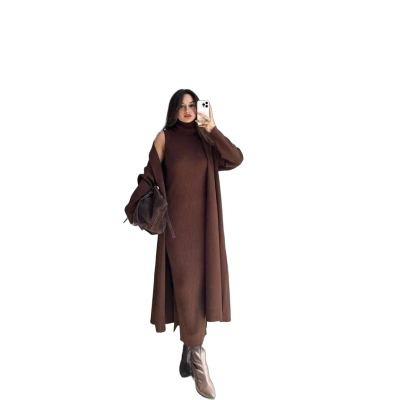 طقم صوف فستان مع جكيت