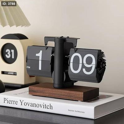 Retro Digital Flip Down Clock – ساعة فليب قاعدة خشبية رقمية كلاسيكية